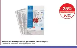Monoprix EXACOMPTA Pochettes transparentes perforées offre