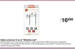 Monoprix MOBILITY LAB Câble universel 3-en-2 offre