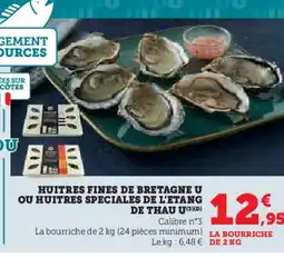 Hyper U Huitres fines de bretagne u ou huitres speciales de l'etang de thau u offre