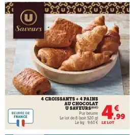 Hyper U 4 croissants + 4 pains au chocolat offre