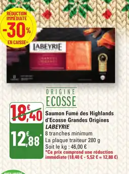 G20 LABEYRIE Saumon Fumé des Highlands d'Ecosse Grandes Origines offre