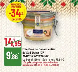 G20 MAISON MONTFORT Foie Gras de Canard entier du Sud-Ouest IGP offre