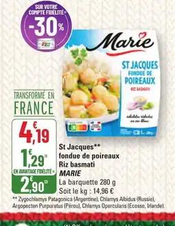 G20 MARIE St Jacques fondue de poireaux Riz basmati offre