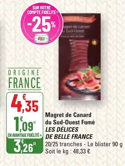 G20 LES DÉLICES DE BELLE FRANCE Magret de Canard du Sud-Ouest Fumé offre