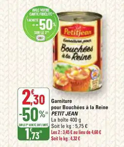 G20 PETIT JEAN Garniture pour Bouchées à la Reine offre