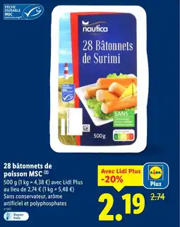 Lidl 28 bâtonnets de poisson MSC offre