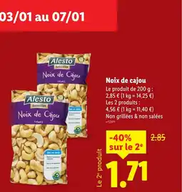Lidl Noix de cajou offre