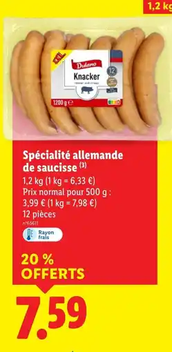 Lidl Spécialité allemande de saucisse offre