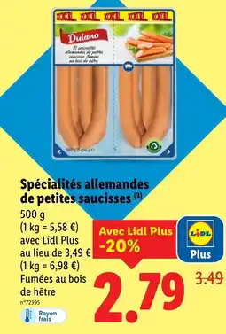 Lidl DULANO Spécialités allemandes de petites saucisses offre