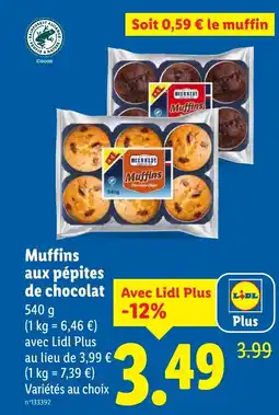 Lidl Muffins aux pépites de chocolat offre