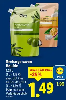 Lidl CIEN Recharge savon liquide offre