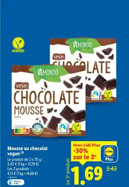 Lidl VEMONDO Mousse au chocolat vegan offre