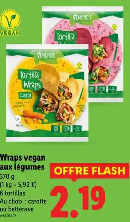 Lidl VEMONDO Wraps vegan aux légumes offre