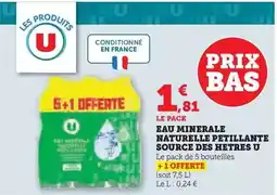 Hyper U U - eau minerale naturelle petillante source des hetres offre