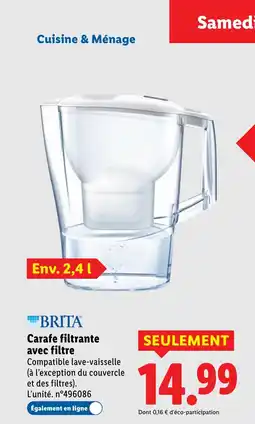 Lidl BRITA Carafe filtrante avec filtre offre