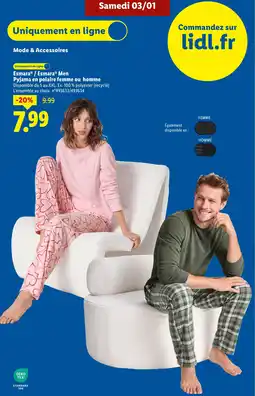 Lidl ESMARA/ESMARA MEN Pyjama en polaire femme ou homme offre