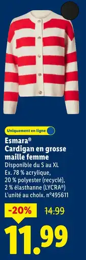 Lidl ESMARA Cardigan en grosse maille femme offre