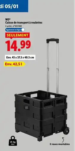 Lidl W5 Caisse de transport à roulettes offre