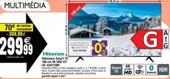 Cora x Carrefour Téléviseur Smart TV 108 cm 4K UHD 43" réf. 43A7100F offre