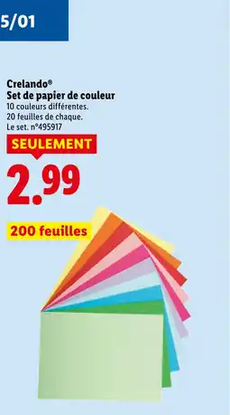 Lidl CRELANDO Set de papier de couleur offre