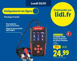 Lidl ULTIMATE SPEED Testeur de batterie de voiture Premium offre