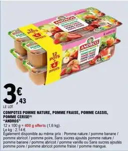 E.Leclerc COMPOTES POMME NATURE, POMME FRAISE, POMME CASSIS, POMME CERISE offre