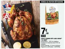 E.Leclerc POULET FERMIER RÔTI LABEL ROUGE 'LE JANZÉ' offre