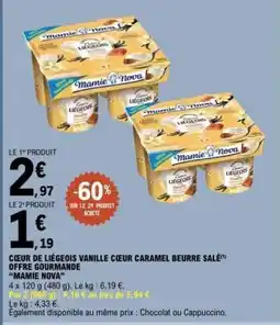 E.Leclerc Cœur de Liégeois Vanille Coeur Caramel Beurre Salé offre