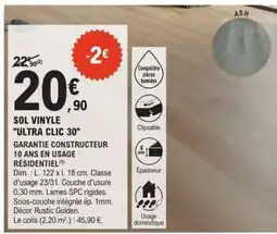 E.Leclerc SOL VINYLE ULTRA CLIC 30 offre