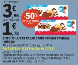 E.Leclerc Biscuits Lait et Cacao Cards Format Familial 'Kinder' offre