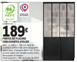 E.Leclerc PORTES DE PLACARD COULISSANTES ATELIER offre