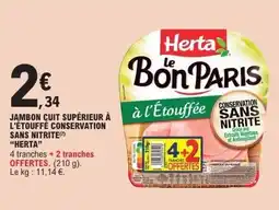 E.Leclerc Jambon cuit supérieur à l'étouffé conservation sans nitrite herta offre
