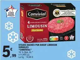 E.Leclerc Steaks hachés pur boeuf limousin surgelés convivial offre