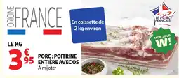 Auchan Porc: poitrine 95 entiere avec os offre