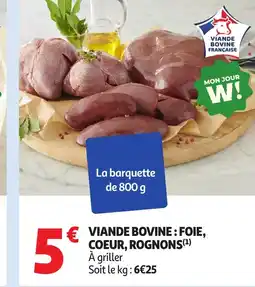 Auchan Viande bovine: foie, coeur, rognons offre