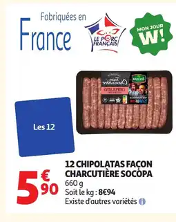 Auchan SOCOPA 12 chipolatas façon charcutière offre