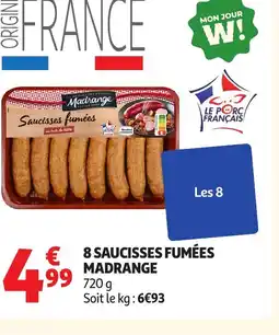 Auchan MADRANGE 8 saucisses fumées offre