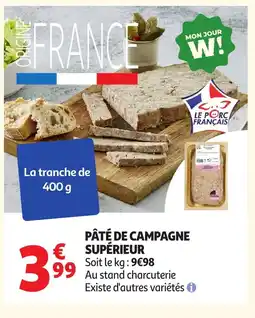 Auchan Pâté de campagne supérieur offre