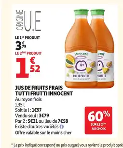 Auchan INNOCENT Jus de fruits frais tutti frutti offre