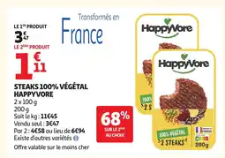 Auchan HAPPYORE Steaks 100% végétal offre