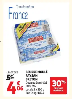 Auchan PAYSAN BRETON Beurre moulé offre