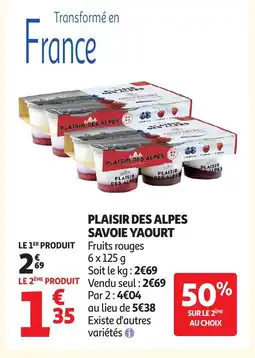 Auchan Plaisir des alpes savoie yaourt offre