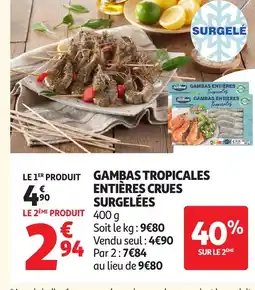 Auchan Gambas tropicales entières crues surgelées offre