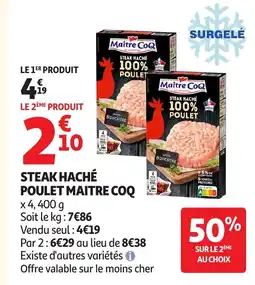 Auchan MAITR COQ Steak haché poulet offre