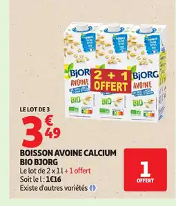 Auchan BJORG Boisson avoine calcium bio offre