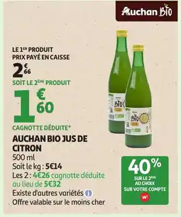 Auchan AUCHAN BIO Jus d citron offre
