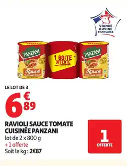 Auchan PANZANI Ravioli sauce tomate cuisinée offre