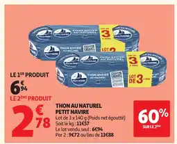 Auchan PETIT NAVIRE Thon au naturel offre