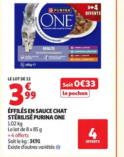 Auchan PURINA ONE Éffilés en sauce chat stérilisé offre