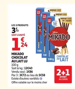 Auchan LU Mikado chocolat au lait offre